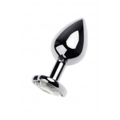 Серебристая анальная пробка с прозрачным кристаллом-сердцем - 8 см. - ToyFa - купить с доставкой в Черкесске