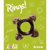Чёрное эрекционное кольцо Rings Screw - Lola Games - в Черкесске купить с доставкой