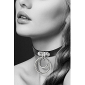 Черный чокер с двумя кольцами - Bijoux Pour Toi - купить с доставкой в Черкесске