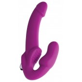 Ярко-розовый безремневой вибрострапон Evoke Vibrating Strapless Silicone Strap-on Dildo - XR Brands - купить с доставкой в Черкесске
