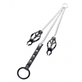 Черно-серебристые зажимы для сосков с кольцом для пениса TOYFA Metal - ToyFa - купить с доставкой в Черкесске