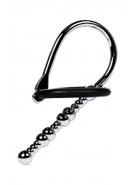 Серебристый уретральный плаг-бусины TOYFA Metal с мягким фиксириющим кольцом - ToyFa - купить с доставкой в Черкесске