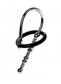 Серебристый уретральный плаг-бусины TOYFA Metal с мягким фиксириющим кольцом - ToyFa - купить с доставкой в Черкесске