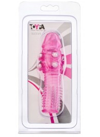 Стимулирующая розовая насадка с шишечками и шипами - 13,5 см. - Toyfa Basic - в Черкесске купить с доставкой