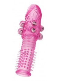 Стимулирующая розовая насадка с шишечками и шипами - 13,5 см. - Toyfa Basic - в Черкесске купить с доставкой