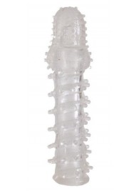 Прозрачная, закрытая насадка с шипами и точками - 13,5 см. - Toyfa Basic - в Черкесске купить с доставкой