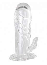 Прозрачная гелевая насадка с клиторальным отростком - 13 см. - Toyfa Basic - в Черкесске купить с доставкой