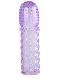 Насадка гелевая фиолетовая с точками, шипами и наплывами - 13,5 см. - Toyfa Basic - в Черкесске купить с доставкой