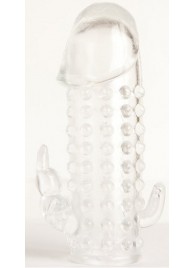 Гелевая прозрачная насадка с 2 отростками - 13 см. - Toyfa Basic - в Черкесске купить с доставкой