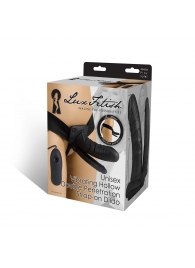 Полый страпон с двумя отростками и вибрацией Unisex Vibrating Hollow Strap-On Double Penetrating Dildo - 17,8 см. - Lux Fetish - купить с доставкой в Черкесске
