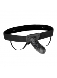 Чёрный полый страпон с вибрацией Unisex Vibrating Hollow Strap-On - 14 см. - Lux Fetish - купить с доставкой в Черкесске