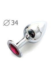 Коническая серебристая анальная втулка с малиновым кристаллом - 8,2 см. - Anal Jewelry Plug - купить с доставкой в Черкесске