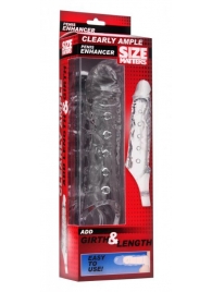 Прозразная закрытая насадка на пенис с поддержкой мошонки Clearly Ample Penis Enhancer - 22 см. - XR Brands - в Черкесске купить с доставкой