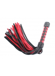 Черно-красная клеть с плетеной ручкой с ромбовидным узором - 45 см. - БДСМ Арсенал - купить с доставкой в Черкесске