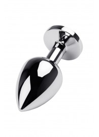 Серебристая коническая анальная пробка с красным кристаллом - 8 см. - ToyFa - купить с доставкой в Черкесске