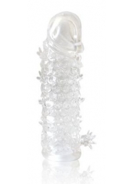 Закрытая прозрачная рельефная насадка Crystal sleeve - 13 см. - Erowoman-Eroman - в Черкесске купить с доставкой