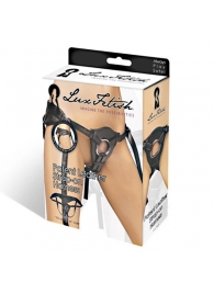 Черные трусики для страпона из патентованной кожи - Lux Fetish - купить с доставкой в Черкесске