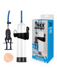 Прозрачная вакуумная вибропомпа Sex Expert с насадкой-вагиной - Sex Expert - в Черкесске купить с доставкой