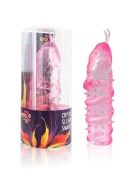 Закрытая рельефная насадка Crystal sleeve snakes в виде змеи с усиками - 14 см. - Erowoman-Eroman - в Черкесске купить с доставкой
