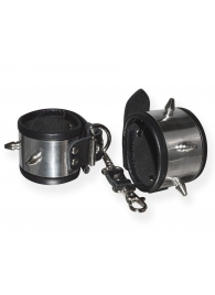 Серебристо-черные наручники с шипами и металлическим блеском - Sitabella - купить с доставкой в Черкесске