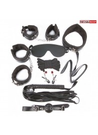 Большой игровой набор БДСМ: наручники, оковы, маска, кляп, плеть, ошейник с поводком, верёвка, зажимы для сосков - Notabu - купить с доставкой в Черкесске