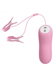 Нежно-розовые зажимы на соски с вибрацией и электростимуляцией - Baile - купить с доставкой в Черкесске