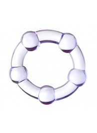 Фиолетовое эрекционное кольцо на пенис с бусинами - Штучки-дрючки - в Черкесске купить с доставкой