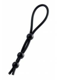 Черное лассо на пенис с тремя бусинами - A-toys - в Черкесске купить с доставкой