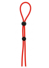 Красное лассо на пенис с двумя бусинами STRETCHY LASSO CAGE - Dream Toys - в Черкесске купить с доставкой