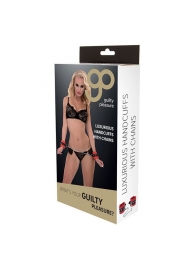 Красно-чёрные наручники на металлической цепочке - Blush Novelties - купить с доставкой в Черкесске