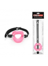 Розовый кляп-губки на черном ремешке - Notabu - купить с доставкой в Черкесске