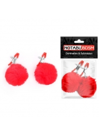 Зажимы для сосков с красным пушком - Notabu - купить с доставкой в Черкесске