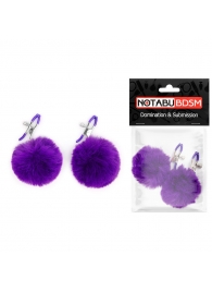Зажимы для сосков с фиолетовым пушком - Notabu - купить с доставкой в Черкесске