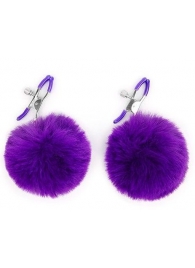 Зажимы для сосков с фиолетовым пушком - Notabu - купить с доставкой в Черкесске