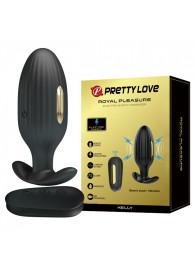 Черная анальная вибропробка с электростимуляцией и пультом ДУ Royal Pleasure - 9,2 см. - Baile - купить с доставкой в Черкесске