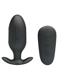 Черная анальная вибропробка с электростимуляцией и пультом ДУ Royal Pleasure - 9,2 см. - Baile - купить с доставкой в Черкесске