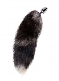 Серебристая металлическая анальная втулка с хвостом чернобурой лисы - размер S - ToyFa - купить с доставкой в Черкесске