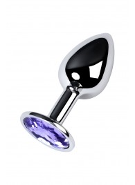 Серебристая конусовидная анальная пробка с фиолетовым кристаллом - 7 см. - ToyFa - купить с доставкой в Черкесске