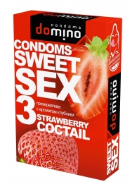 Презервативы для орального секса DOMINO Sweet Sex с ароматом клубничного коктейля  - 3 шт. - Domino - купить с доставкой в Черкесске