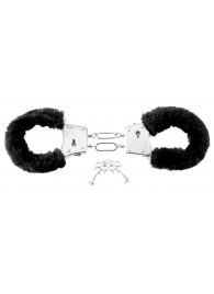 Меховые чёрные наручники Beginner s Furry Cuffs - Pipedream - купить с доставкой в Черкесске