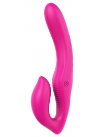 Ярко-розовый безремневой страпон REMOTE DOUBLE DIPPER - 22 см. - Dream Toys - купить с доставкой в Черкесске