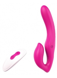 Ярко-розовый безремневой страпон REMOTE DOUBLE DIPPER - 22 см. - Dream Toys - купить с доставкой в Черкесске