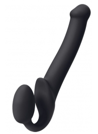Черный безремневой страпон Silicone Bendable Strap-On M - Strap-on-me - купить с доставкой в Черкесске
