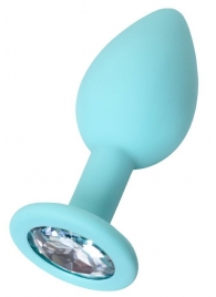 Мятная анальная пробка с прозрачным кристаллом Brilliant - 7 см. - ToyFa - купить с доставкой в Черкесске