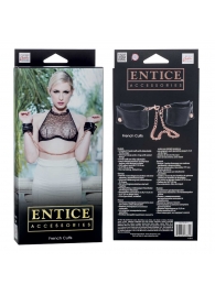 Черные мягкие наручники Entice French Cuffs с цепью - California Exotic Novelties - купить с доставкой в Черкесске