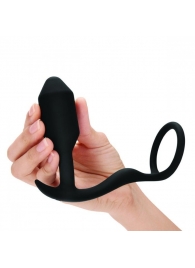 Черное эрекционное кольцо с анальным плагом Snug   Tug - b-Vibe - в Черкесске купить с доставкой