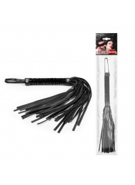 Черная гладкая плеть-флоггер с ручкой - 40 см. - Notabu - купить с доставкой в Черкесске