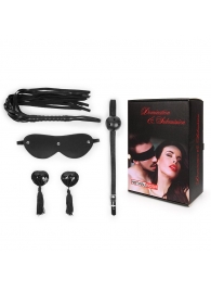 Эротический набор в черном цвете: маска, кляп, пэстисы, плётка - Notabu - купить с доставкой в Черкесске