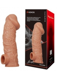 Телесная насадка на фаллос с отверстием для мошонки EXTREME SLEEVE - 17,6 см. - KOKOS - в Черкесске купить с доставкой