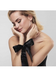 Черные ленты для связывания SILKY SENSUAL HANDCUFFS - Bijoux Indiscrets - купить с доставкой в Черкесске